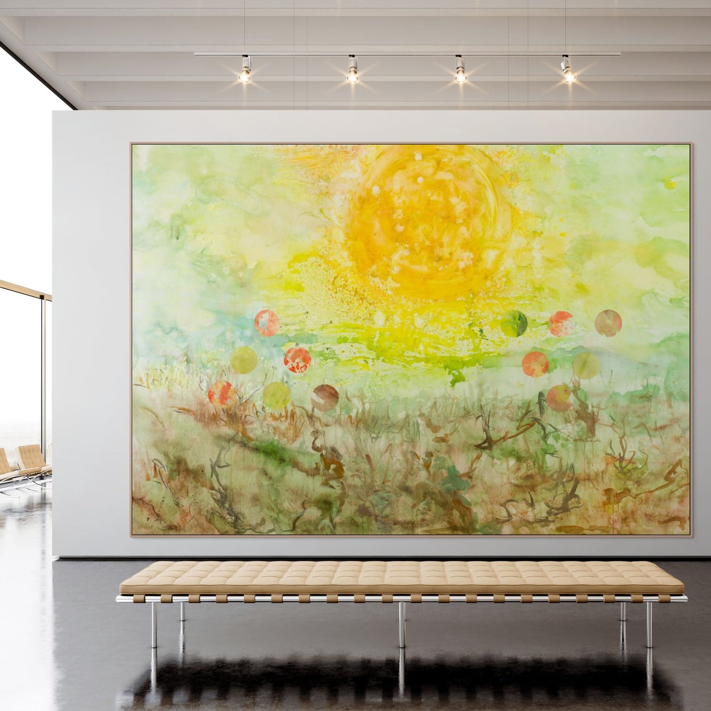 Cycle Without Resistance, yellow, green, brown Limited Edition Print by Summer Jiang