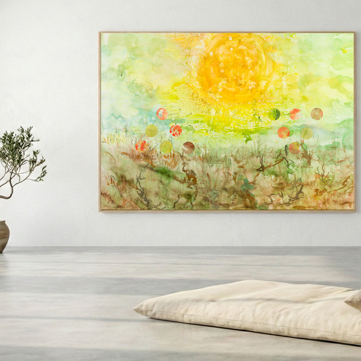 Cycle Without Resistance, yellow, green, brown Limited Edition Print by Summer Jiang