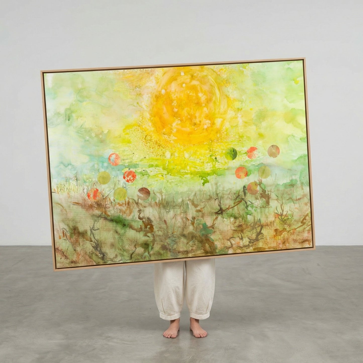 Cycle Without Resistance, yellow, green, brown Original Painting by Summer Jiang