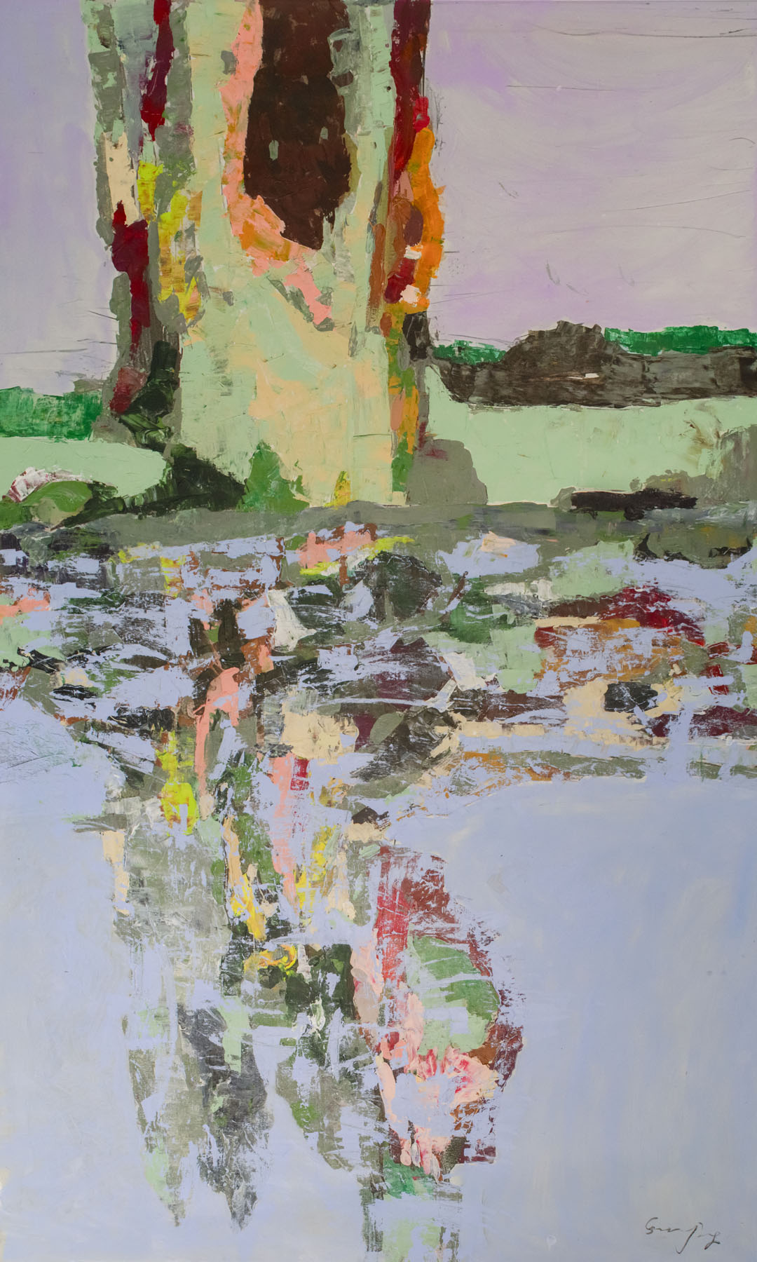 Forgotten, green, pink, purple, brown Original Painting by Summer Jiang