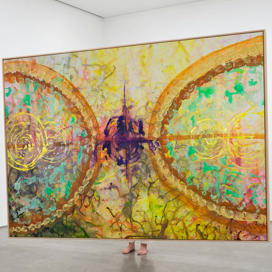 π of Life, gold, yellow, green, purple Original Painting by Summer Jiang