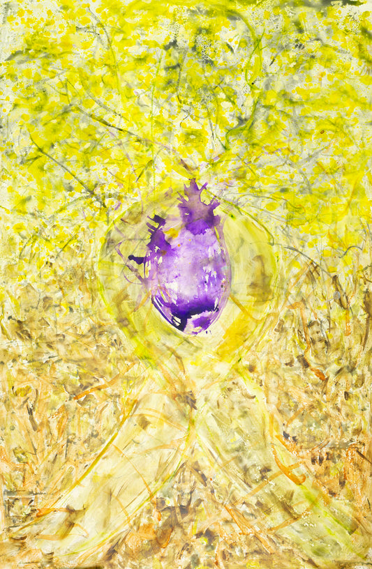 Breath of Heart, yellow, purple, gold Original Painting by Summer Jiang