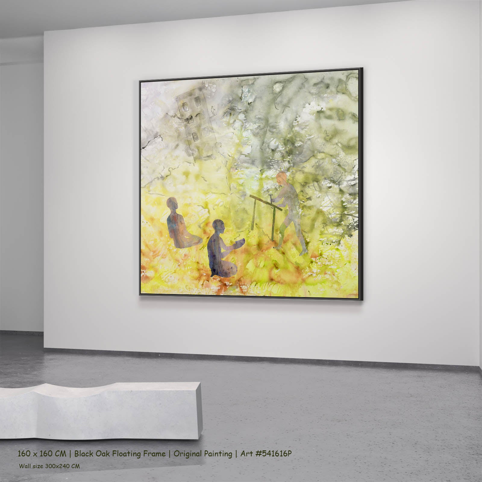 Between the Old and New, yellow, white, grey Original Painting by Summer Jiang