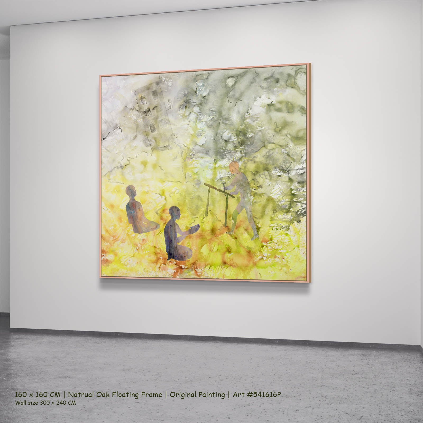 Between the Old and New, yellow, white, grey Original Painting by Summer Jiang
