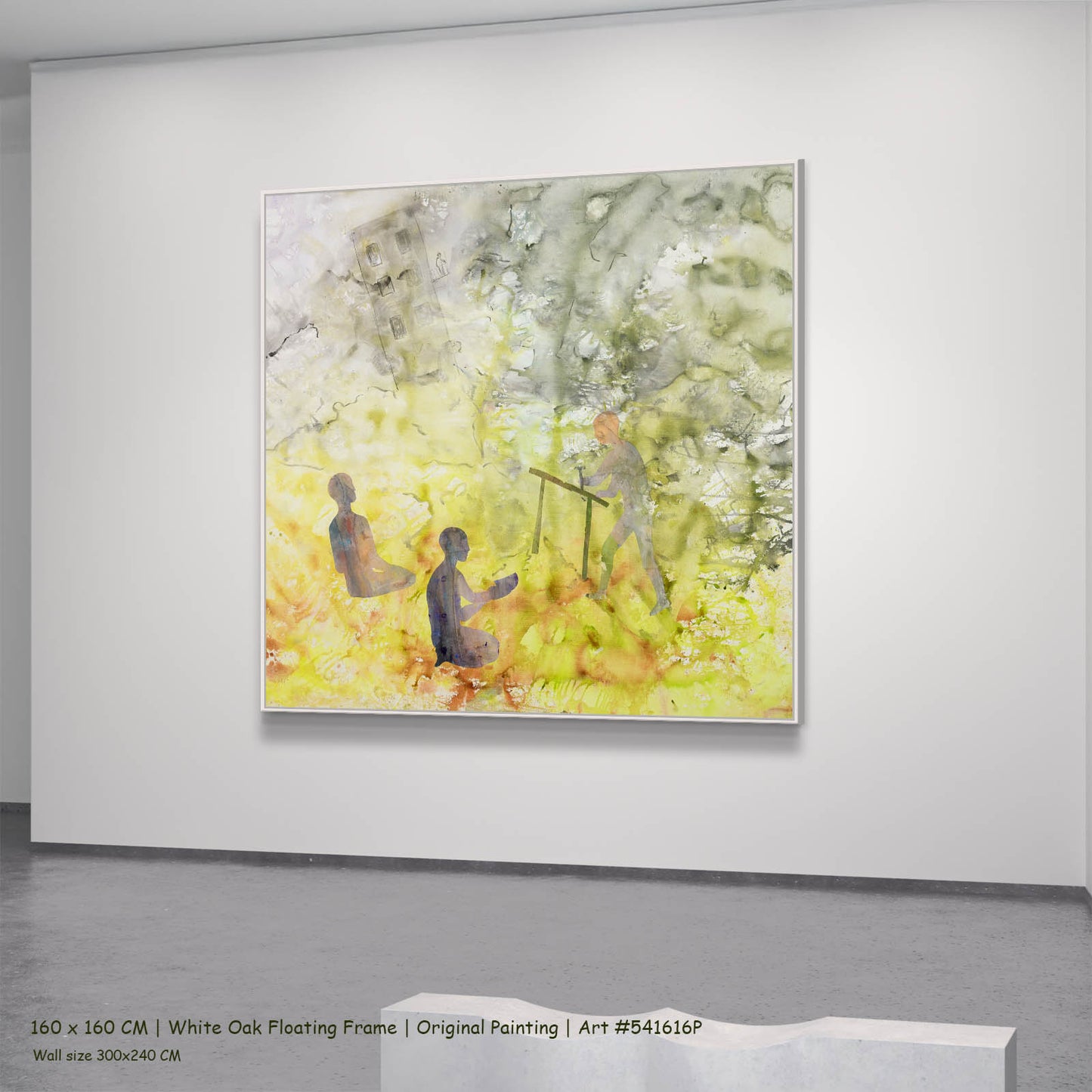 Between the Old and New, yellow, white, grey Original Painting by Summer Jiang