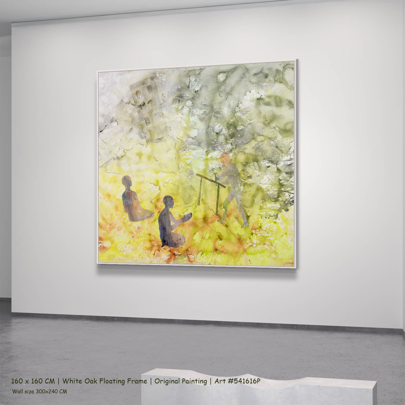 Between the Old and New, yellow, white, grey Original Painting by Summer Jiang