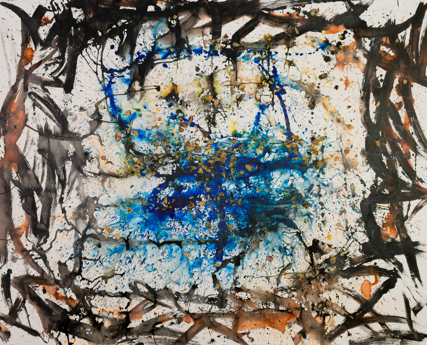 In Tragedy Life is Beautiful, white, black, blue Original Painting by Summer Jiang