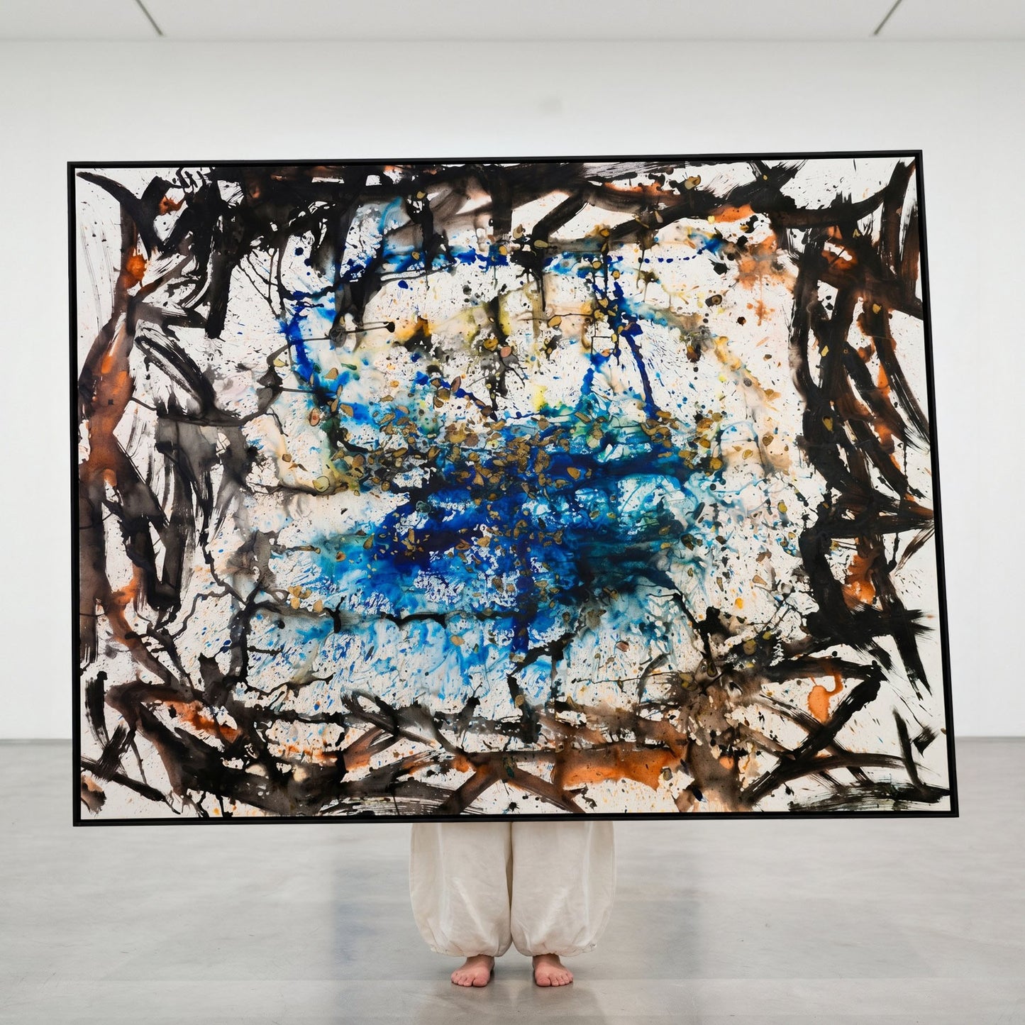 In Tragedy Life is Beautiful, white, black, blue Original Painting by Summer Jiang