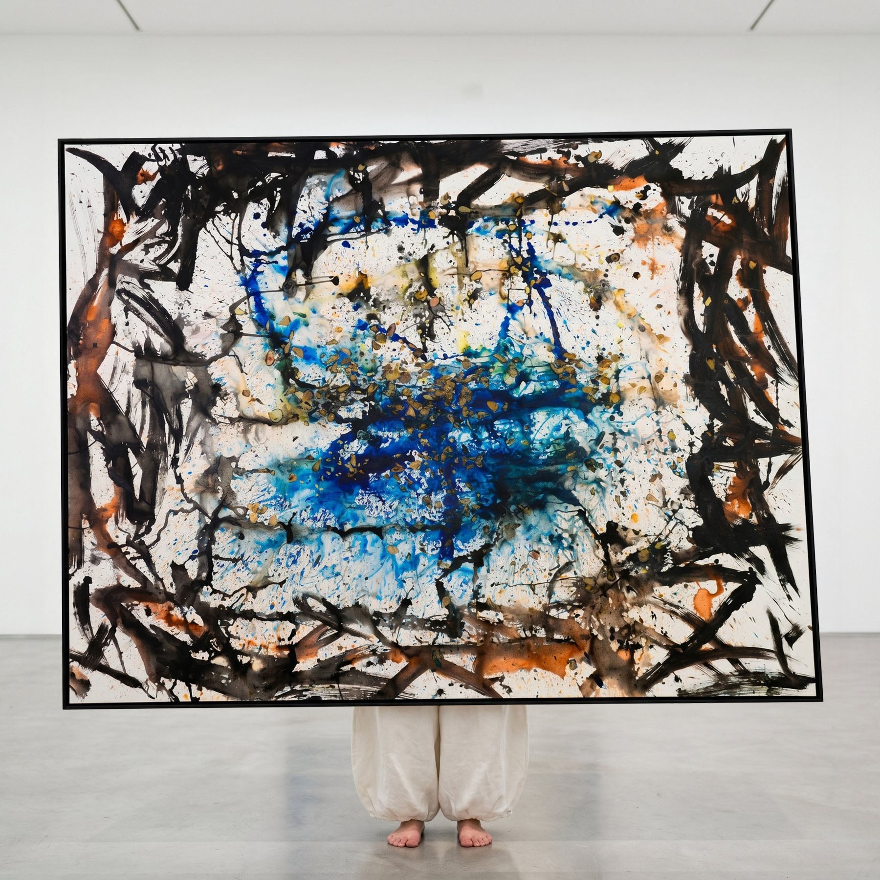 In Tragedy Life is Beautiful, white, black, blue Original Painting by Summer Jiang