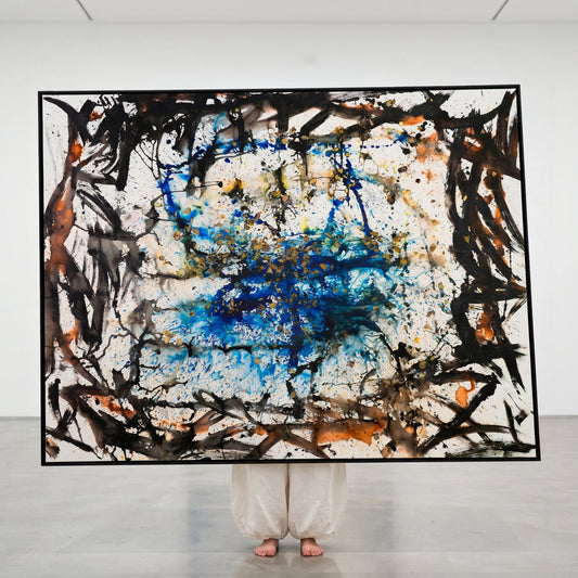 In Tragedy Life is Beautiful, white, black, blue Original Painting by Summer Jiang