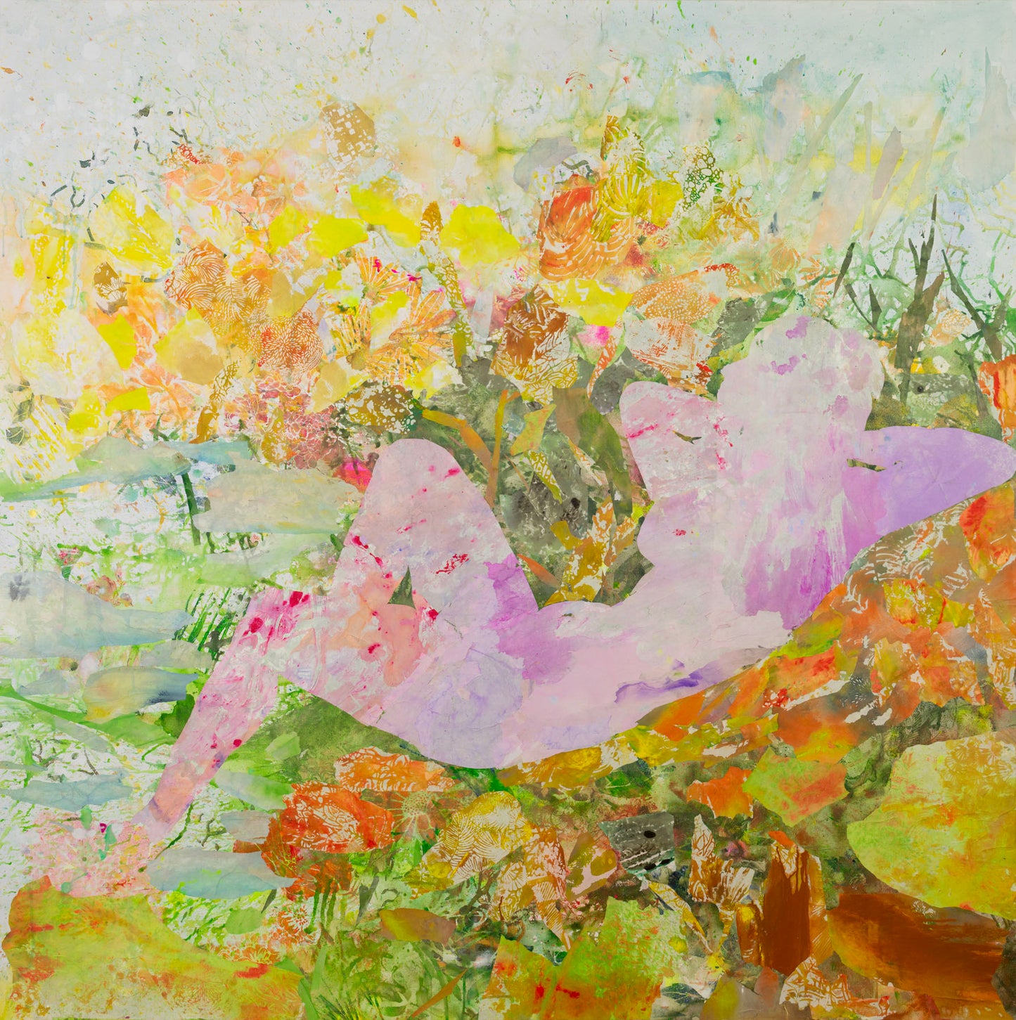 Merge, pink, yellow, green, orange Original Painting by Summer Jiang
