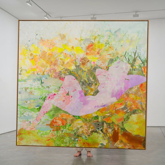 Merge, pink, yellow, green, orange Original Painting by Summer Jiang