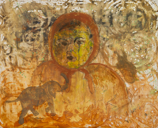 The Home I Don't Belong, brown, yellow Original Painting by Summer Jiang