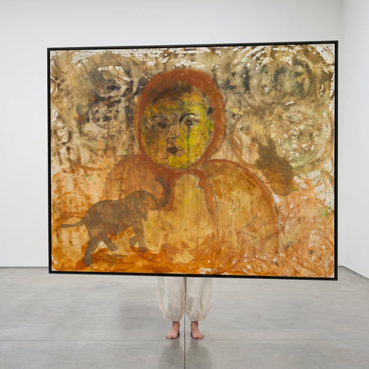 The Home I Don't Belong, brown, yellow Original Painting by Summer Jiang