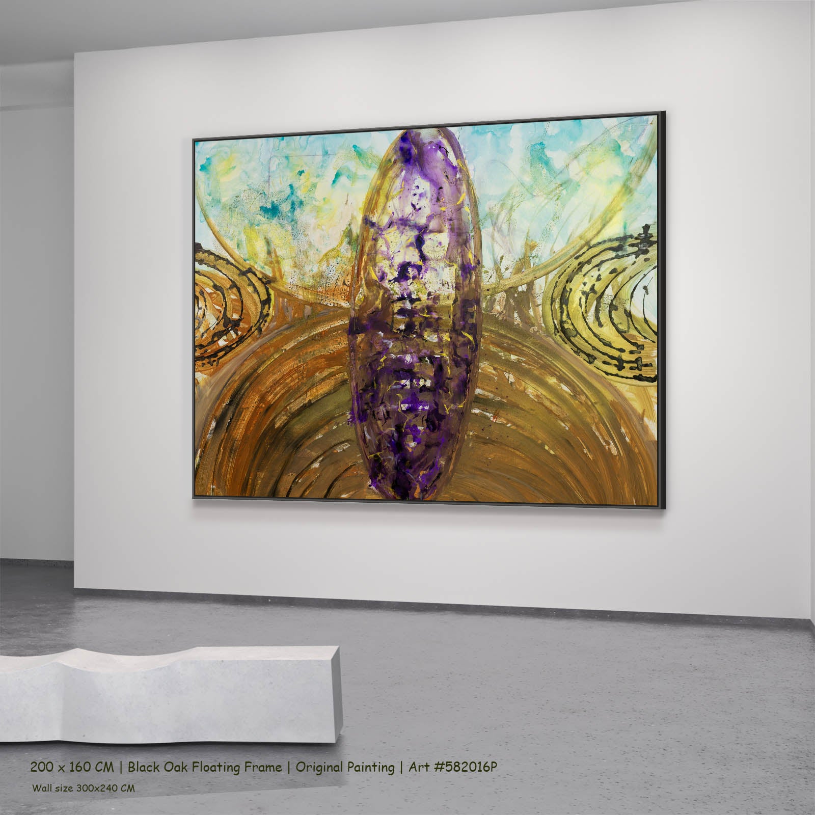 Remembrance, gold, purple, aqua Original Painting by Summer Jiang