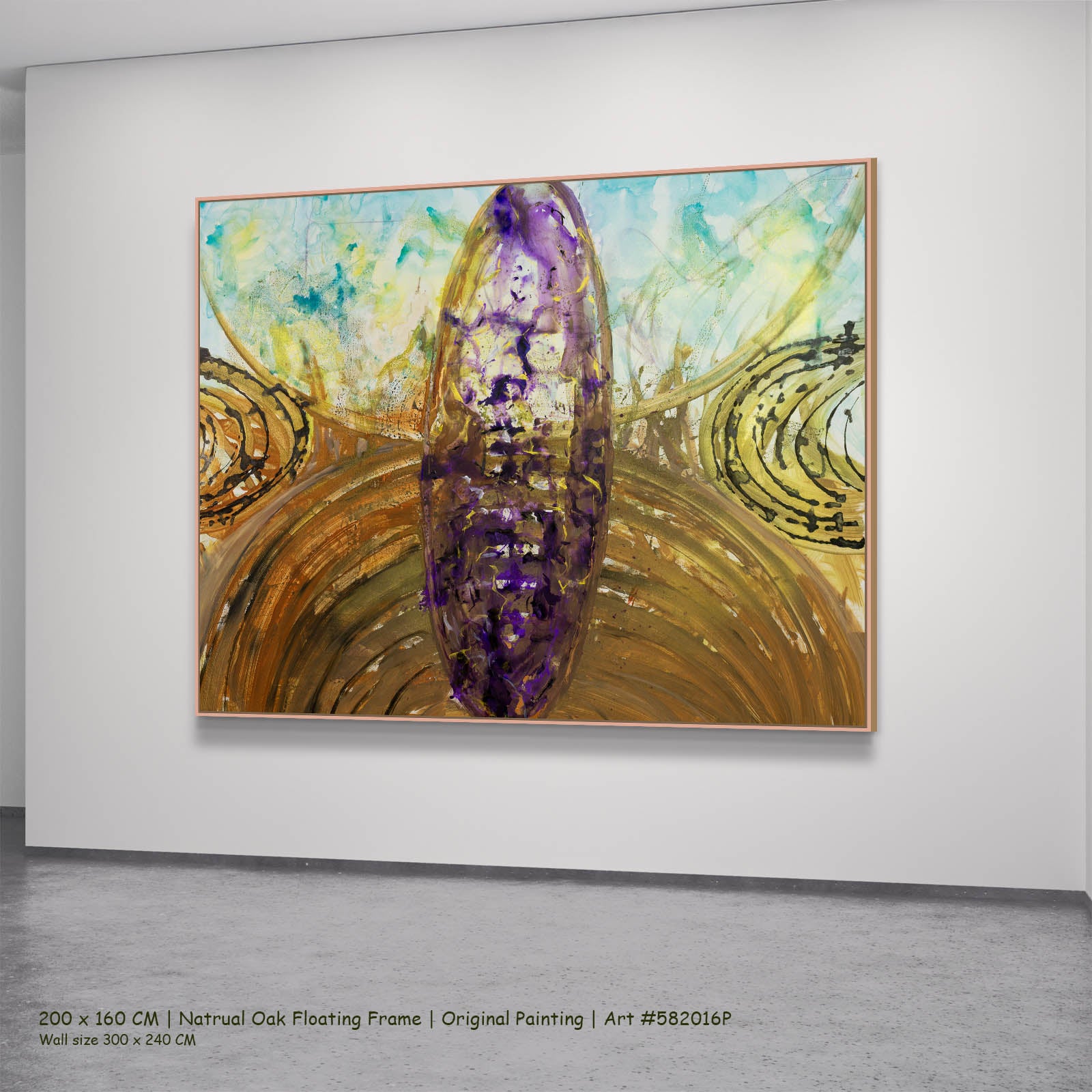 Remembrance, gold, purple, aqua Original Painting by Summer Jiang