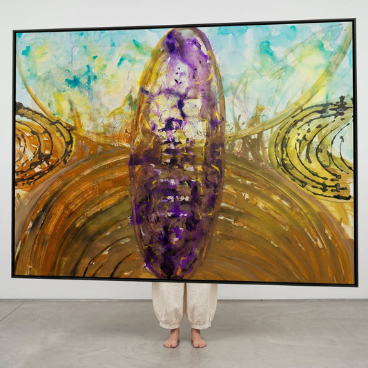 Remembrance, gold, purple, aqua Original Painting by Summer Jiang