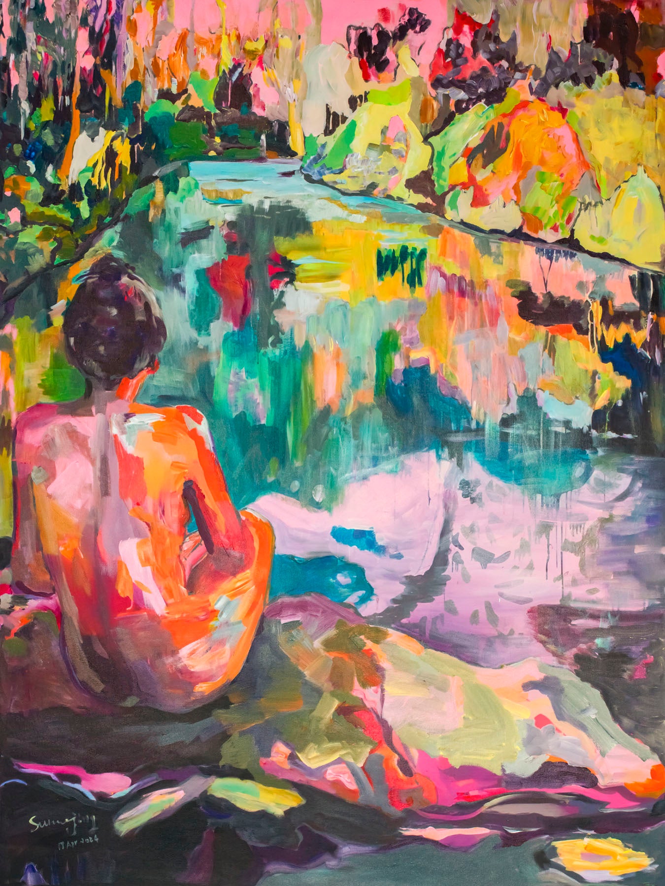 The Start of a Summer, pink, orange, green, yellow Limited Edition Print by Summer Jiang