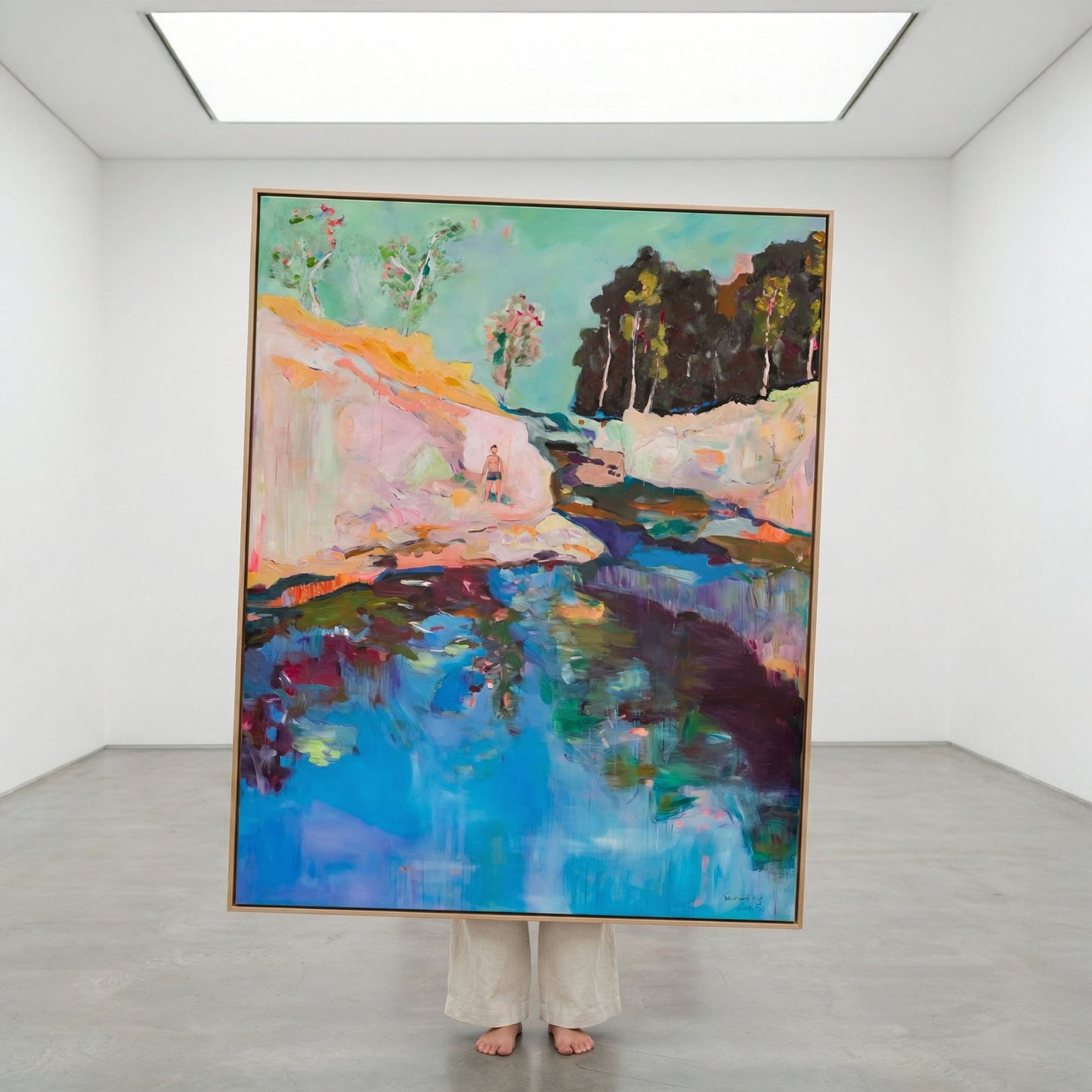 Find a Way, blue, green, pink Original Painting by Summer Jiang