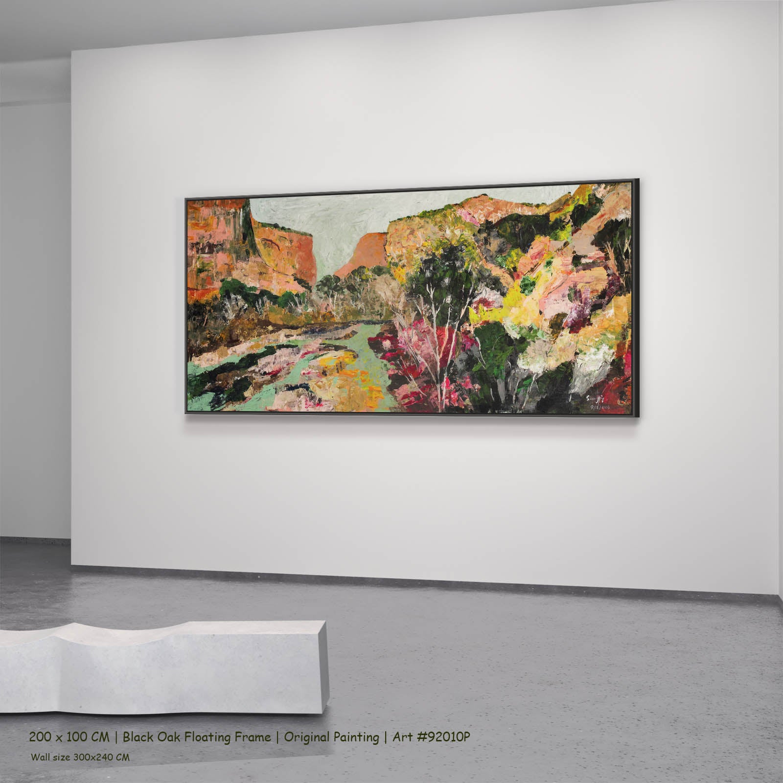 Path of Water, orange, green, pink, yellow Original Painting by Summer Jiang