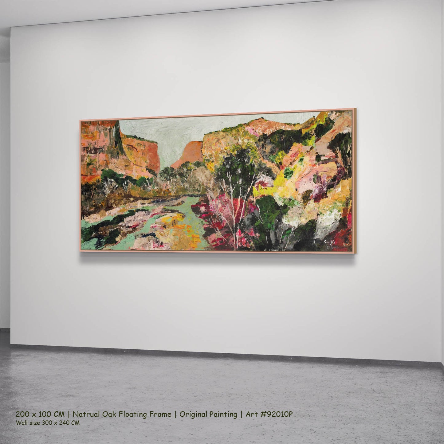 Path of Water, orange, green, pink, yellow Original Painting by Summer Jiang