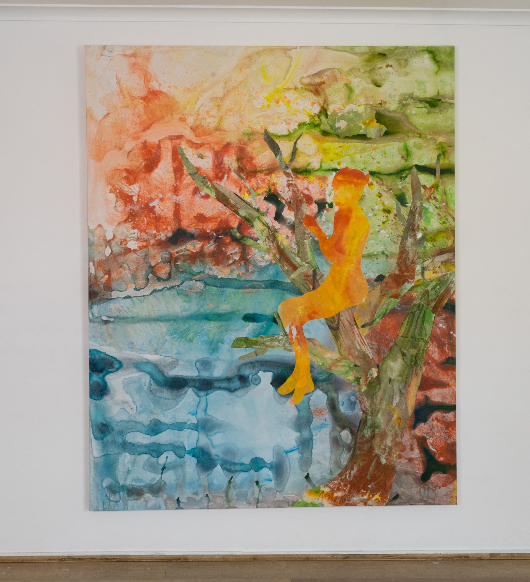 Summer Jiang - Golden Canopy | Abstract, gold hues, layered textures, mixed media, evokes light and awakening.