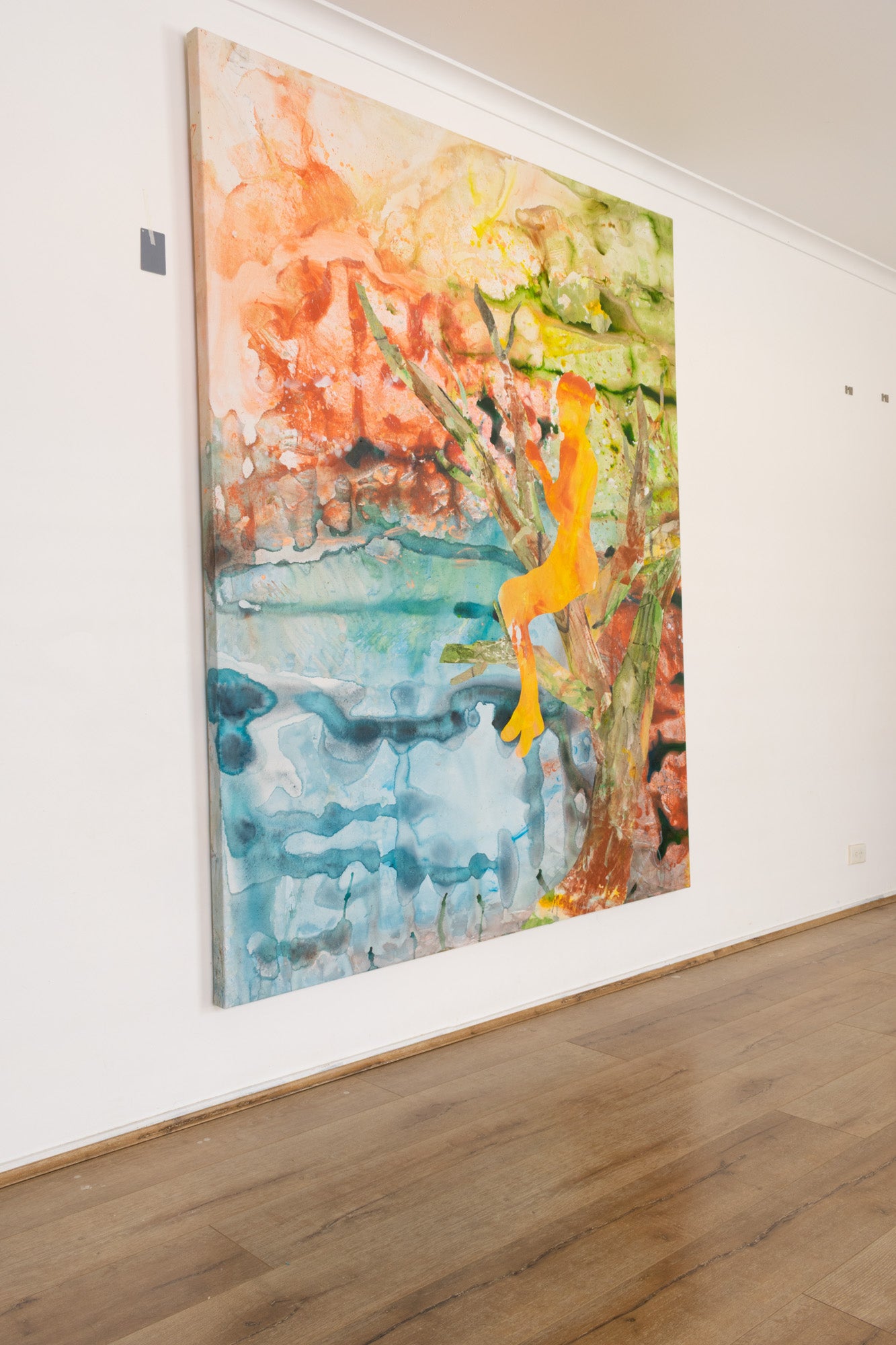 Artist: Summer Jiang - Golden Canopy | Frequency 2.2: Abstract gold, blue hues, fluid acrylics, luminous, ethereal style