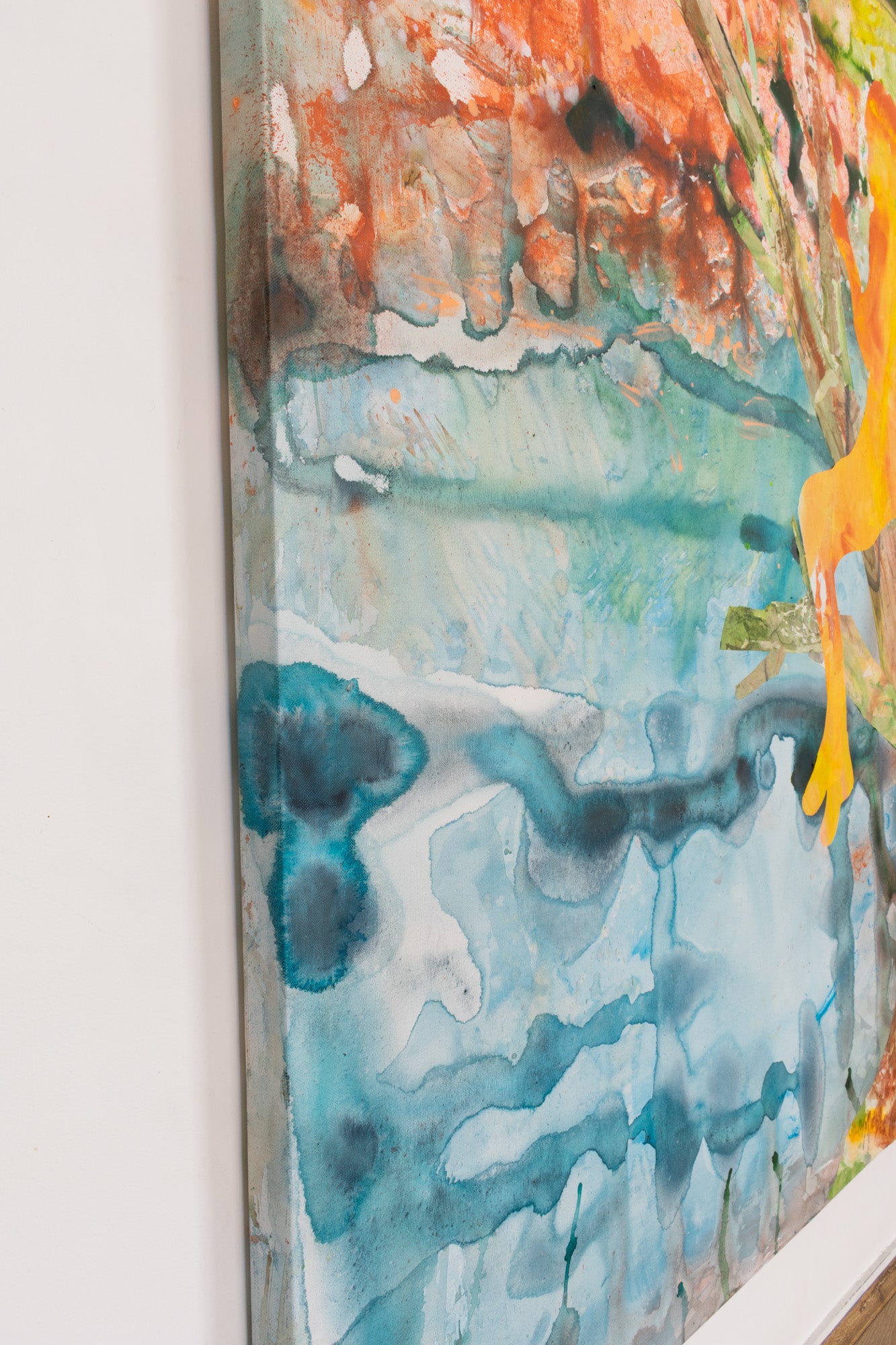 Summer Jiang - Golden Canopy | Abstract, gold hues, layered textures, mixed media, luminous and ethereal style.