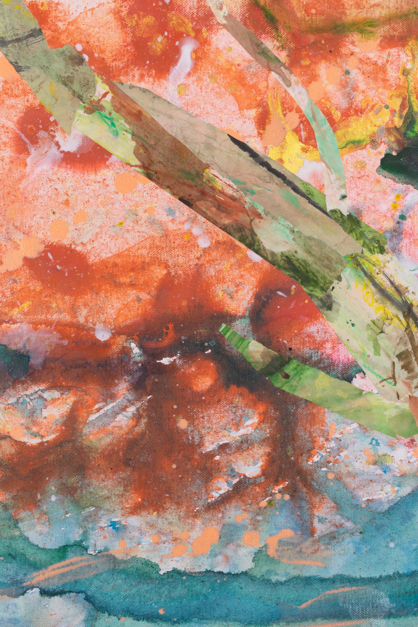 Summer Jiang - Golden Canopy | Abstract, gold hues, layered textures, mixed media, luminous and ethereal style