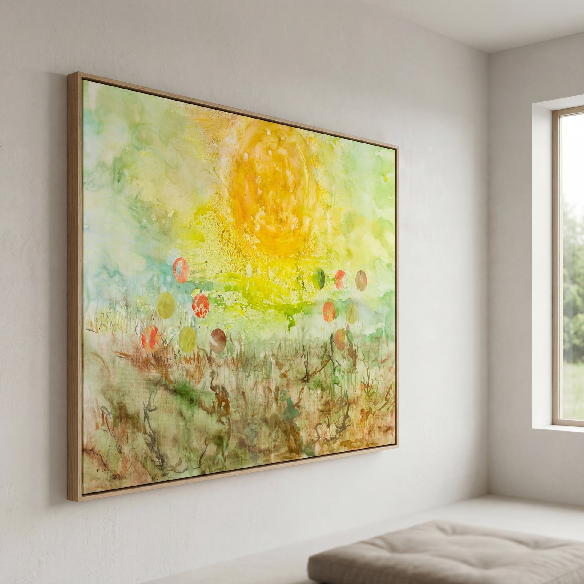 Cycle Without Resistance, yellow, green, brown Limited Edition Print by Summer Jiang